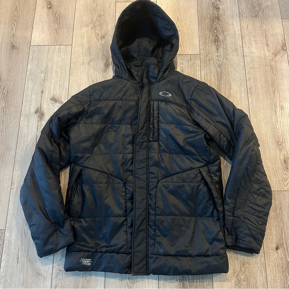 Oakley Men's Black Puffer Jacket With Hood Size Medium
